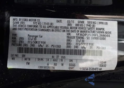 2015 Ford Focus Titanium from USA, damaged, VIN 1FADP3N26FL268055